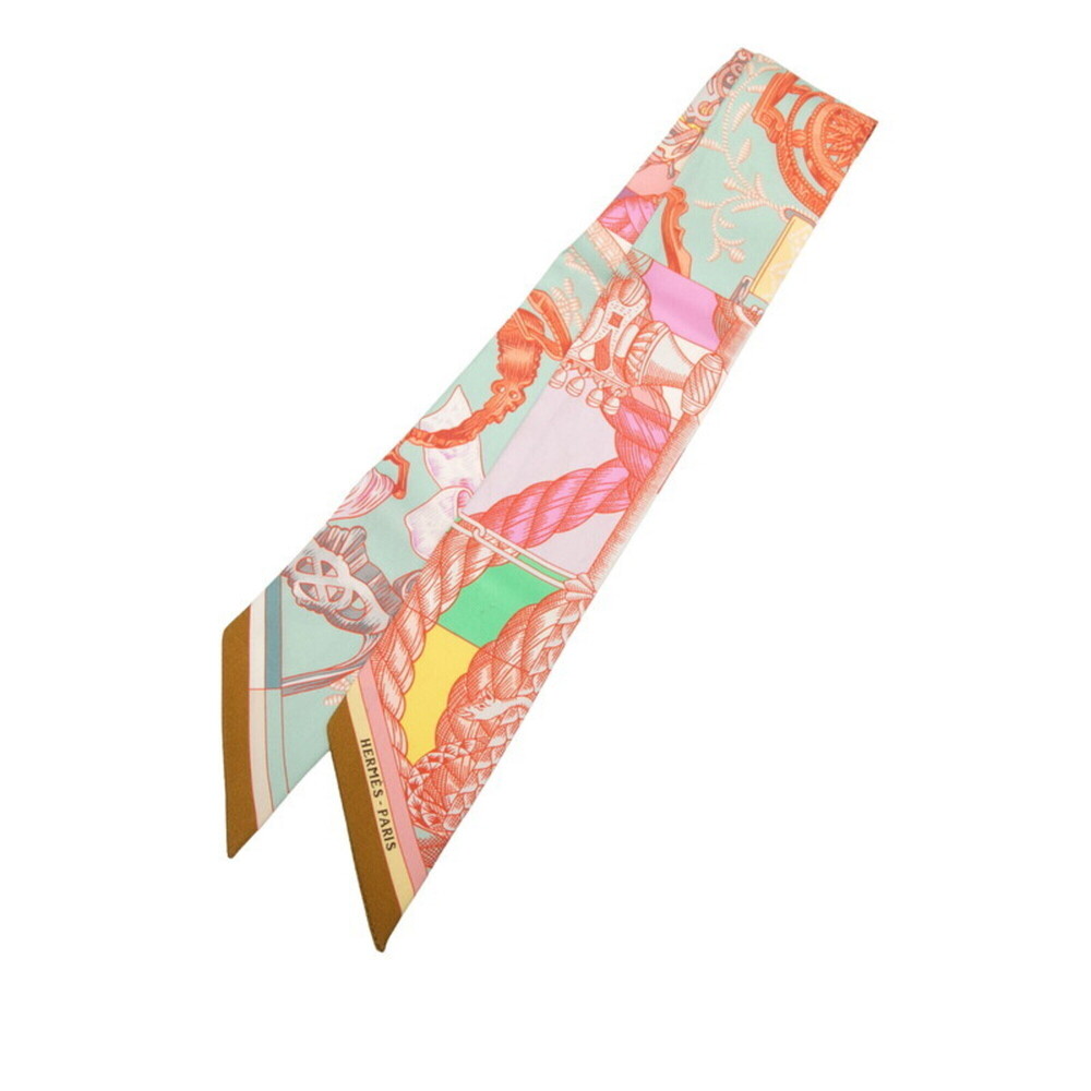 Hermes Twilly Cavalry Armor Scarf/Muffler, Pink/Multicolor Silk, Women's